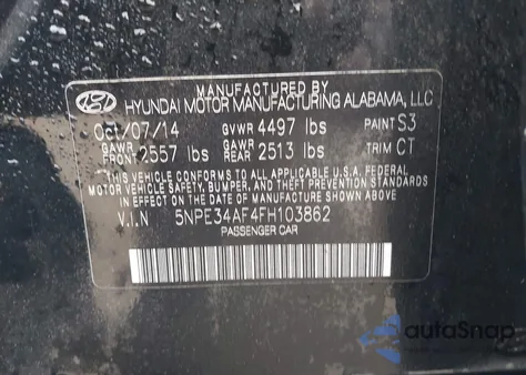 2015 Hyundai Sonata Sport from USA, damaged, VIN 5NPE34AF4FH103862
